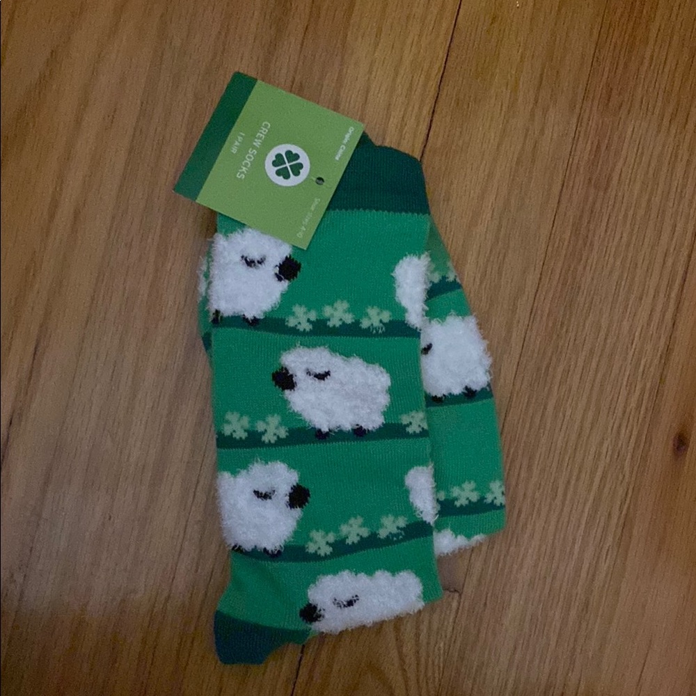 Green Socks with Sheep Pattern